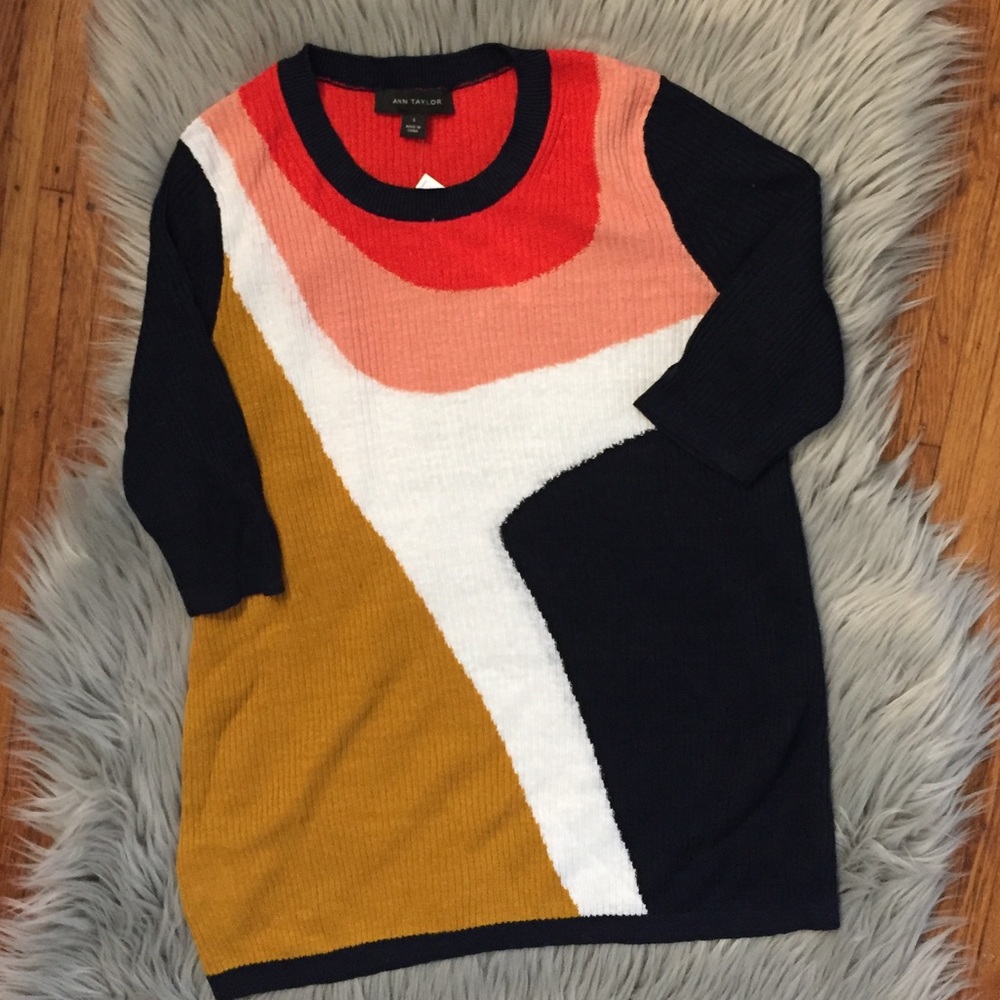 Ann Taylor ribbed short sleeve colorblock top Sz S